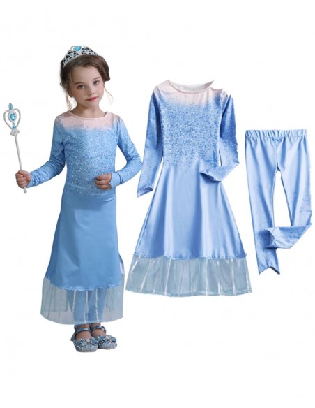 Vestido Frozen 2 azul claro modelo Júlia infantil